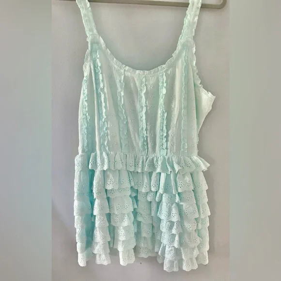 ALTARD STATE Mint Green Tiered Ruffle mini Dress - Picture 1 of 4